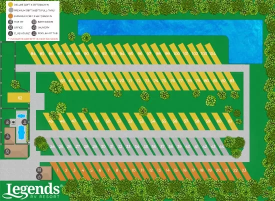 RV Resort Map, New Caney, TX, Texas, Legends RV Resort